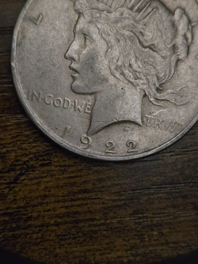 1922 Peace Silver Dollar 90% Silver Raw US Coin Circulated Collector Coin, view 2