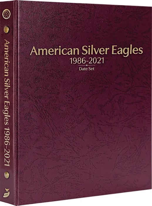 American Silver Eagles 1986-2021, Date Set P, S, & W (Burgundy)