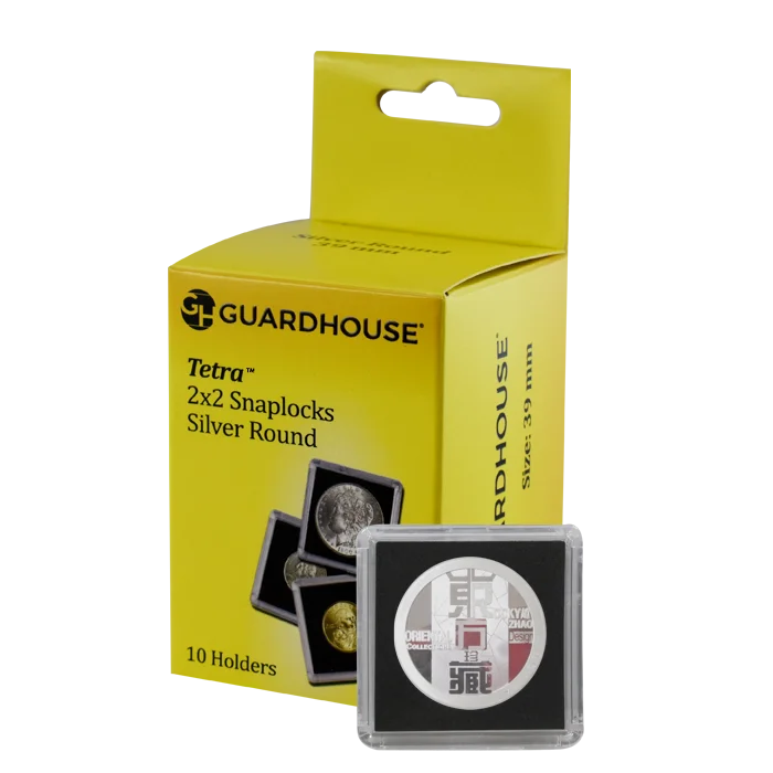 39mm Silver Round 2x2 Tetra Snaplock Coin Holder - 10 per pack