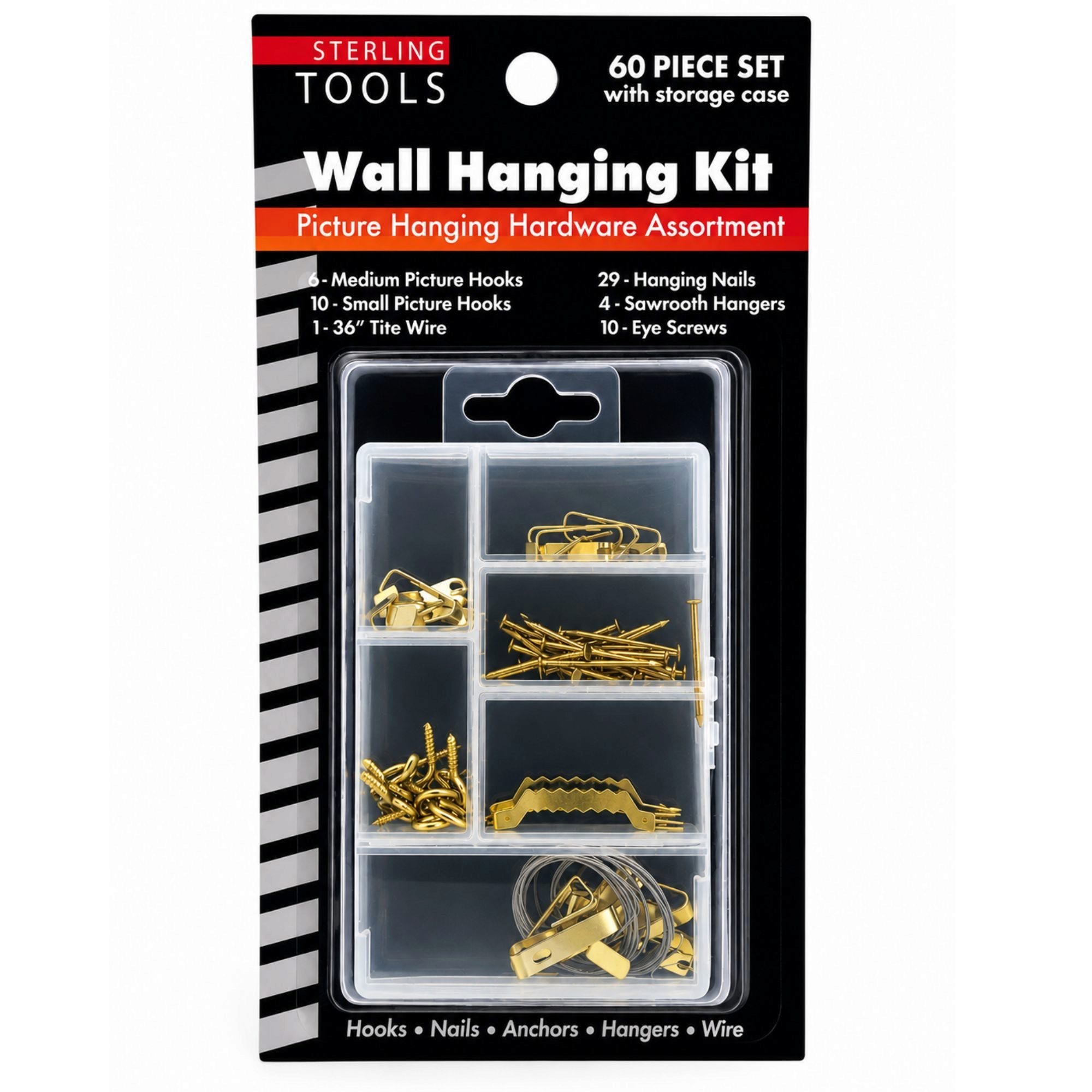 Bulk 24-Pack: Wall Hanging Frame Hardware Kit in Storage Case