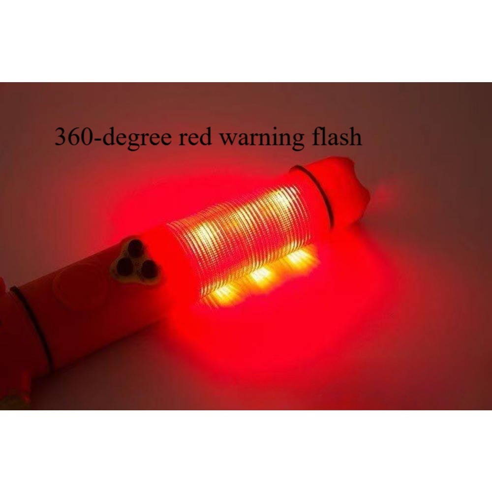 Red&Yellow Multi-functional Car Safety Hammer With Flashlight — Red1