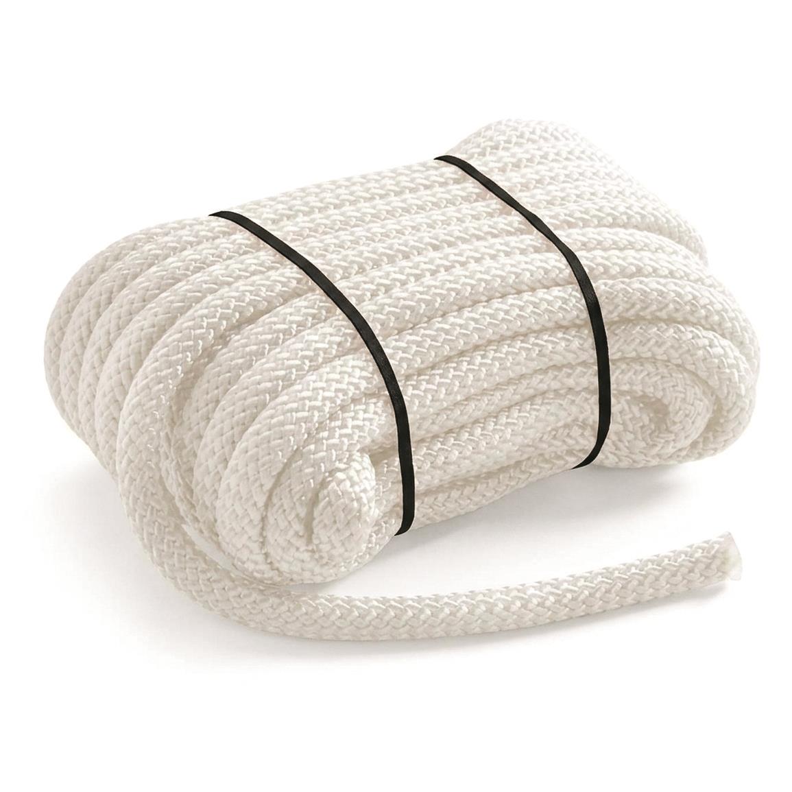 Swiss Military Surplus 15m x 12mm Braided Rope, New — White Swiss braided rope, 15m x 12mm
