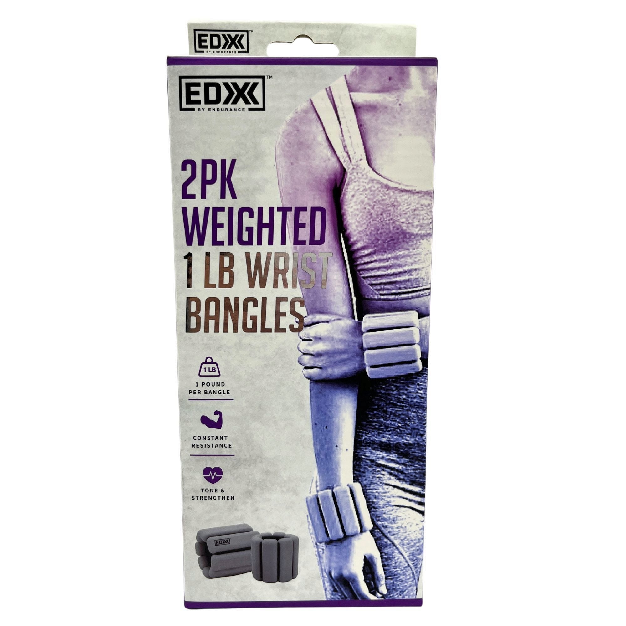 EDX 2 Pack Weighted Wrist Bangles 1 LB Each in Grey (pack of 6)