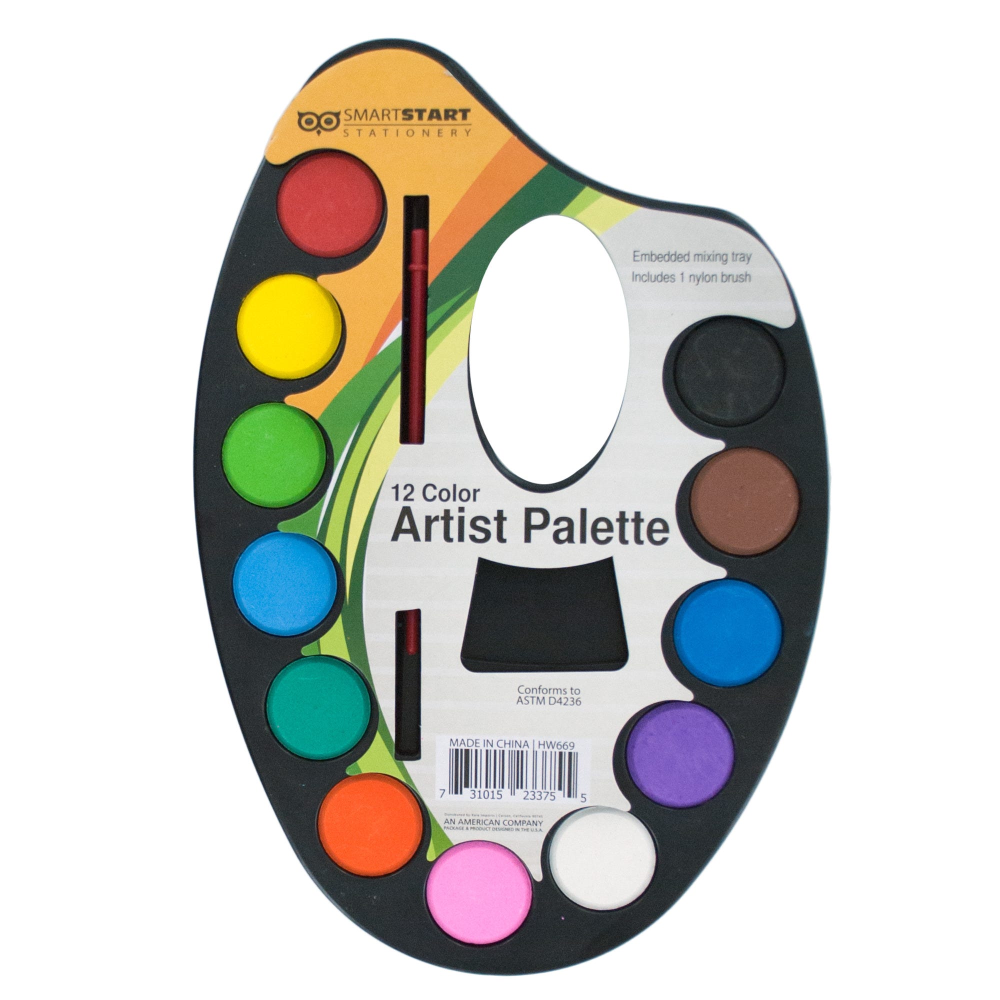 Bulk 24-Pack: Watercolor Paint Artist Palette with Mixing Tray
