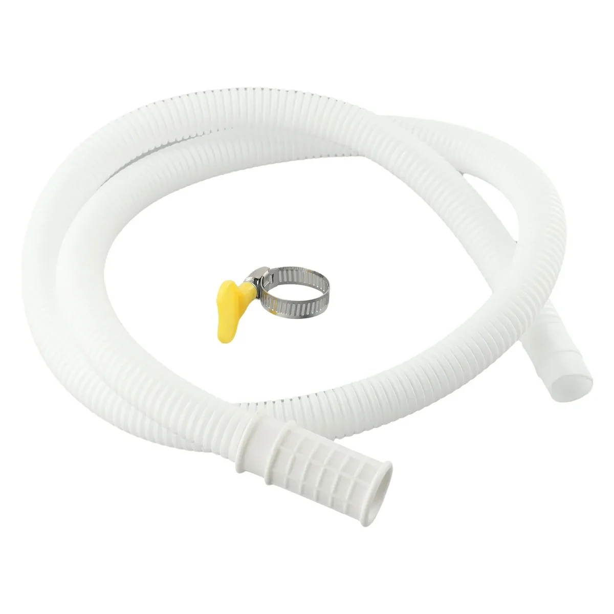 Flexible drain and inlet hose with clamp, 1 m, for washers and air conditioners — representative supplier photograph