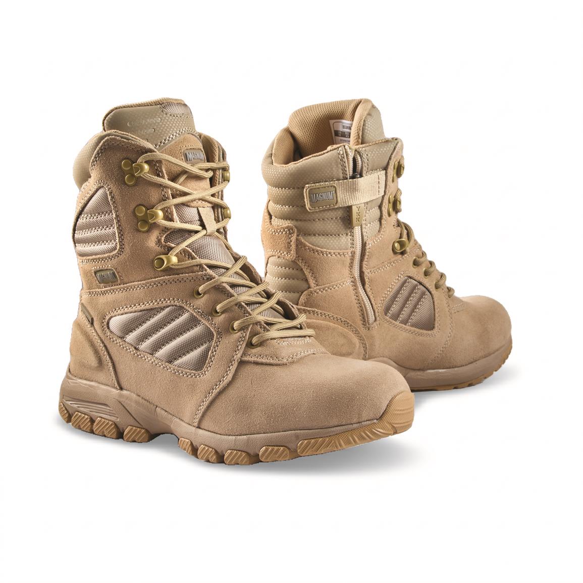 U.S. Municipal Surplus Magnum Storm Side Zip Waterproof Tactical Boots, New — 10 / D - Medium / Tan
