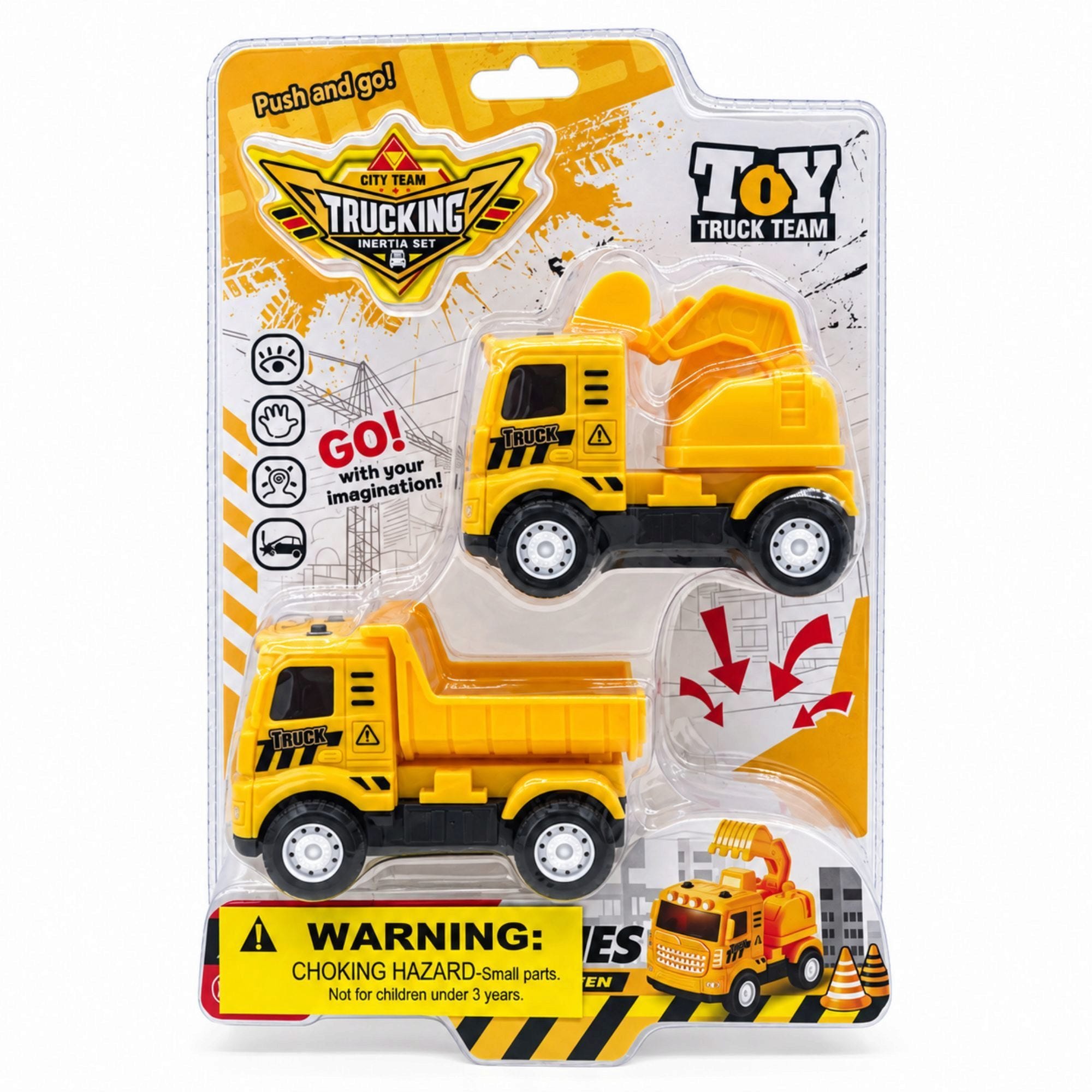 Bulk 24-Pack: Push and Go Construction Truck Vehicle Toy Set