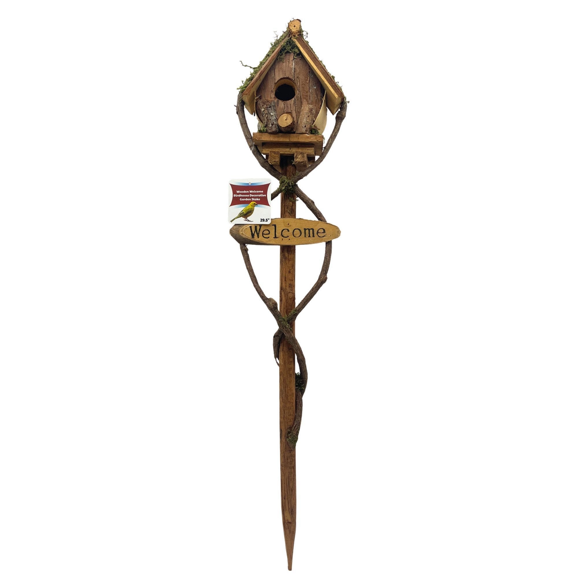 Wooden Welcome Birdhouse Decorative Garden Stake (pack of 4)