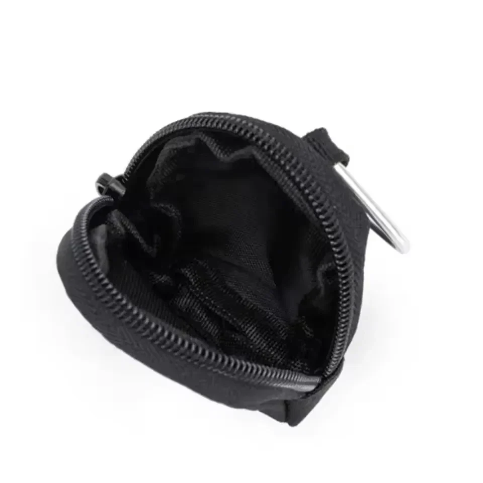 Small canvas key and coin pouch with carabiner clip — representative supplier photograph