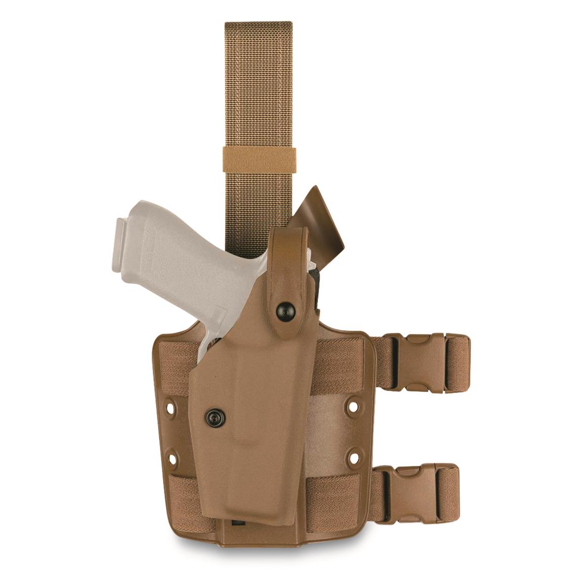 U.S. Military Surplus Safariland 6004-731-551 SLS Tactical Holster, Used — Beretta / Right Hand / Coyote