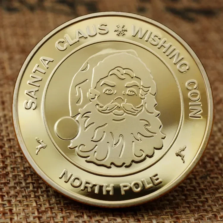 Santa Claus wishing token — decorative Christmas keepsake coin, singles or party packs