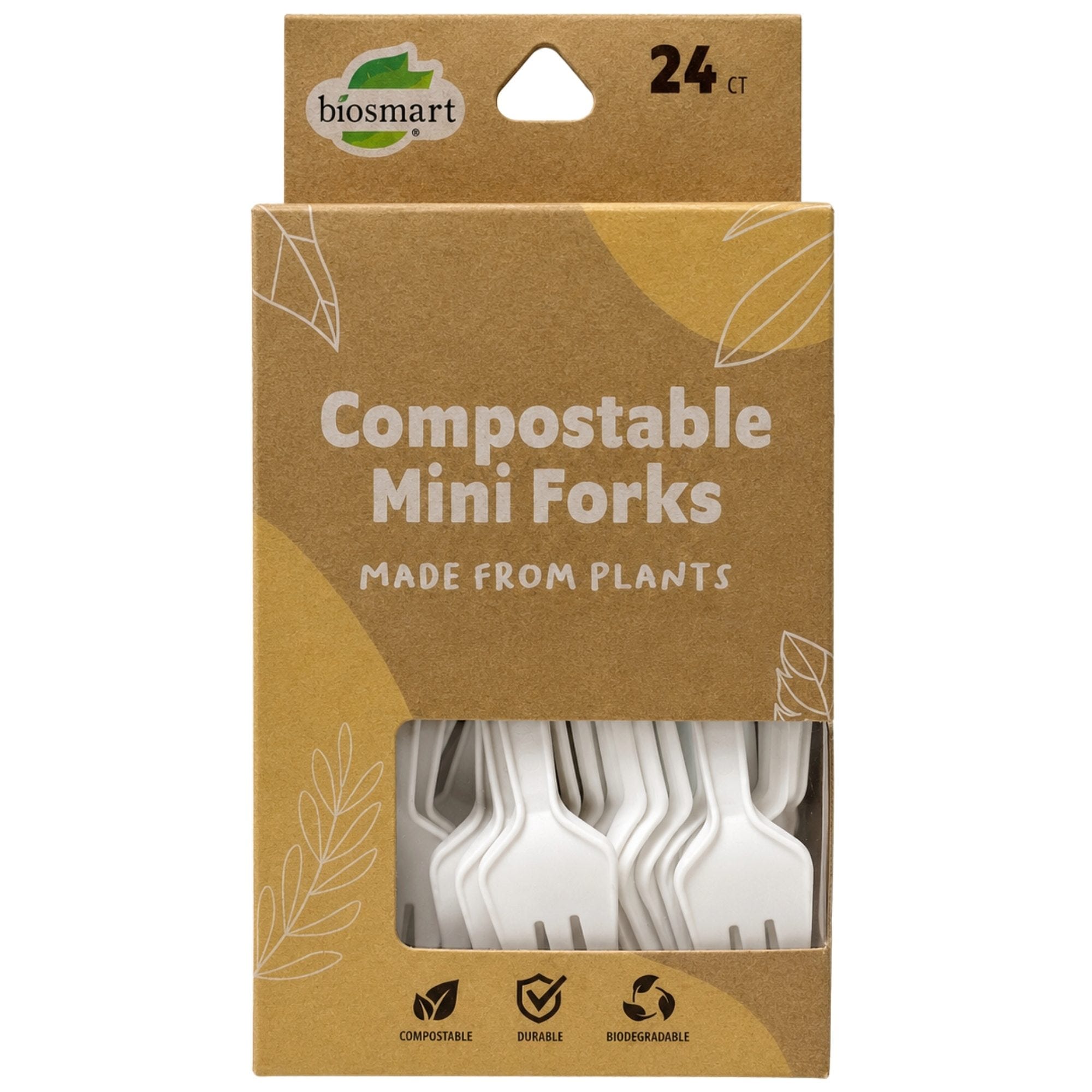 Bulk 32-Pack: BioSmart 24 Count Biodegradable Compostable Mini Forks