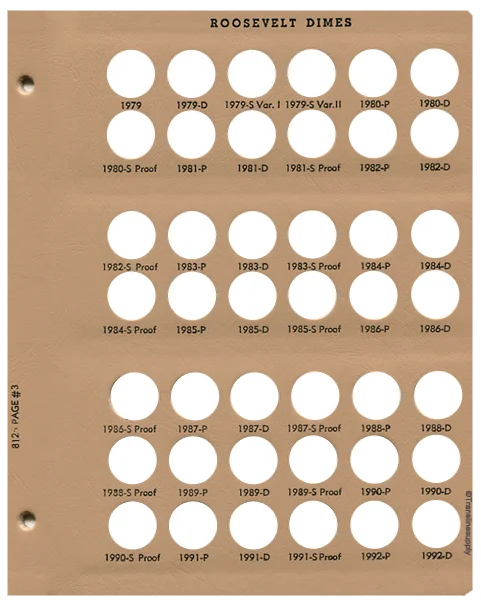 Roosevelt Dimes Replacement Page (1979 - 1992)