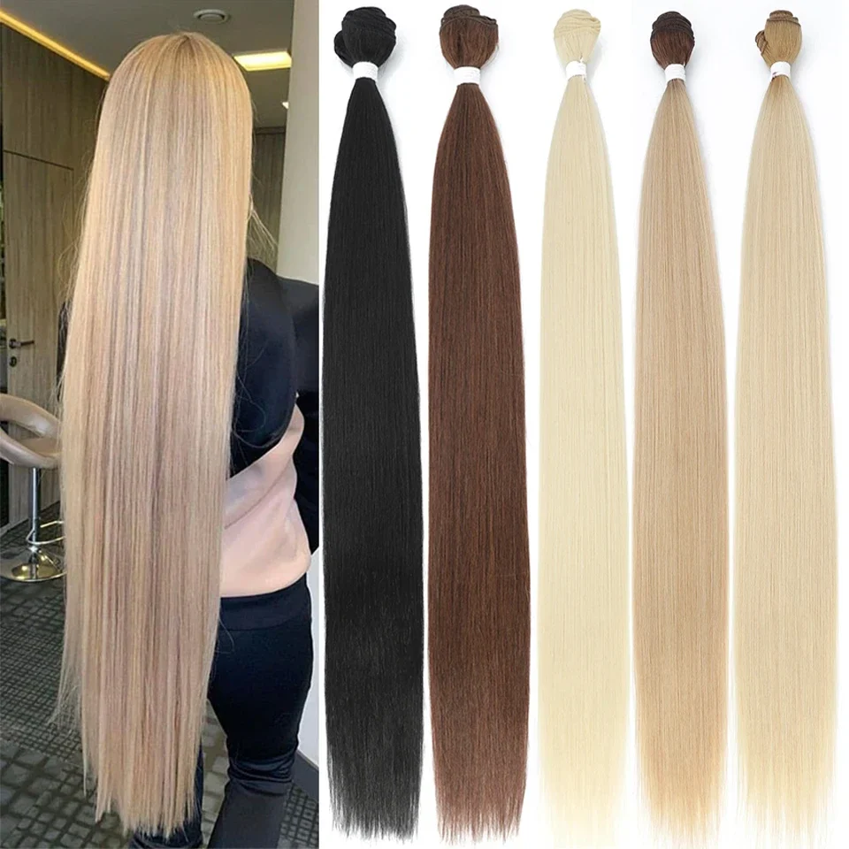 Synthetic straight hair weave bundle, 70 cm (28 in), one piece — representative supplier photograph
