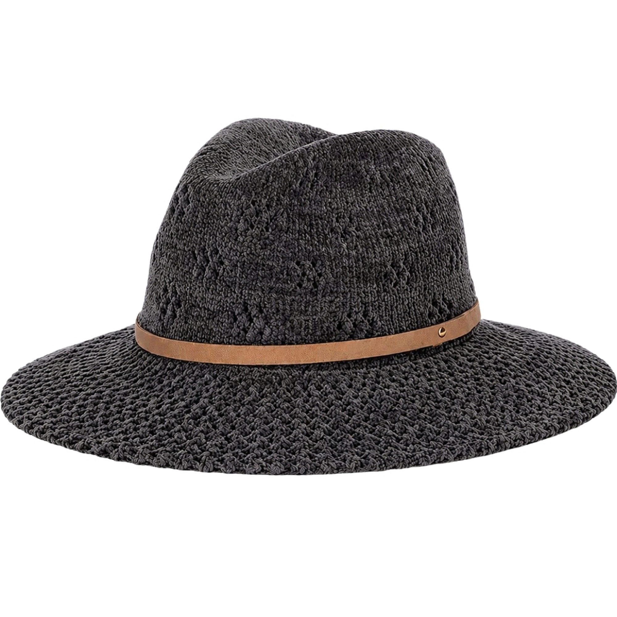 Womens Chenille Knit Wide Brim Fedora Hat in Charcoal (pack of 8)