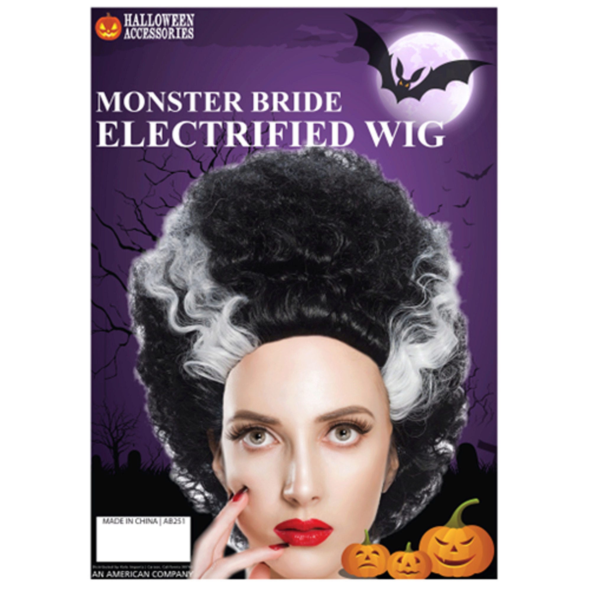 Bulk 24-Pack: Monster Bride Electrified Black and White Wig
