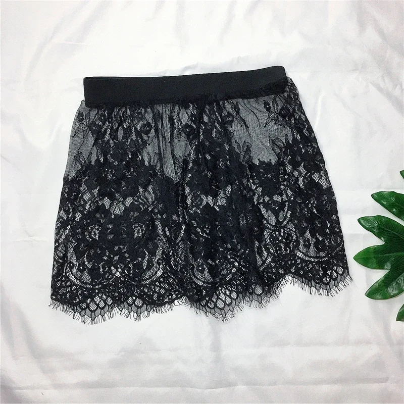 Lace shirt extender half slip with elastic waist, one size — representative supplier photograph
