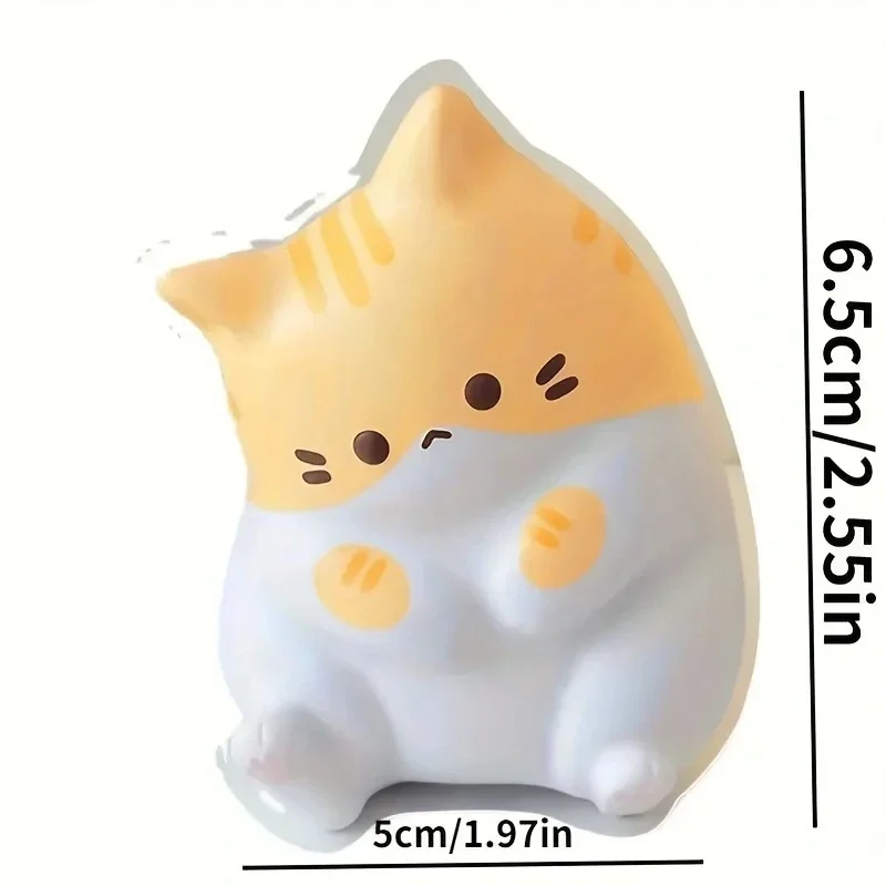 Chubby cat slow-rebound squeeze toy, 6.5 cm — representative supplier photograph