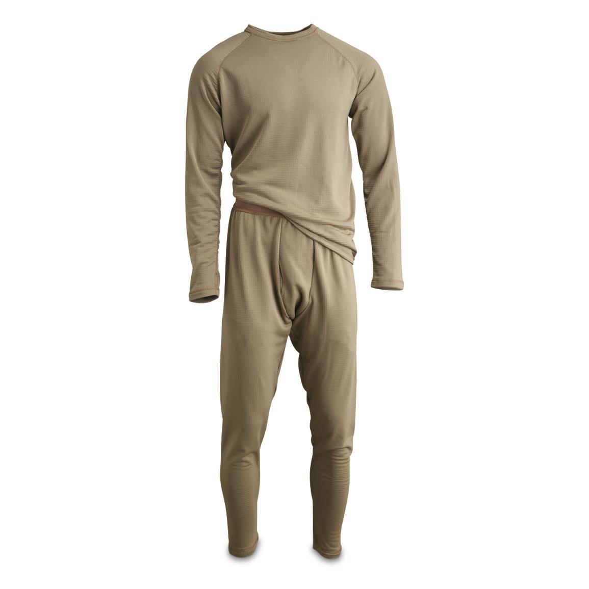 Two-Piece Grid-Knit Base-Layer Set, New — SMALL / Tan 499
