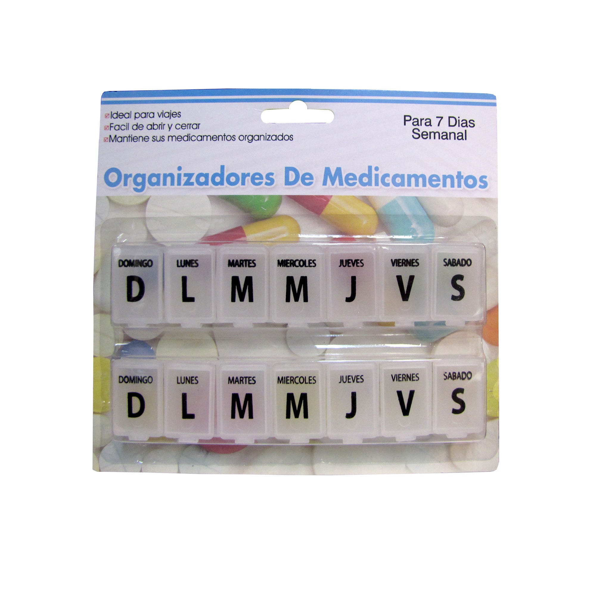 Bulk 24-Pack: 7-Day Spanish Language Pill Case 2pk