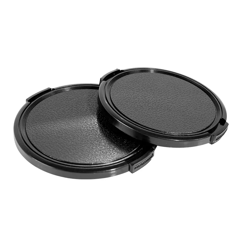 Centre-pinch front lens cap for camera lenses, 39 to 105 mm — representative supplier photograph