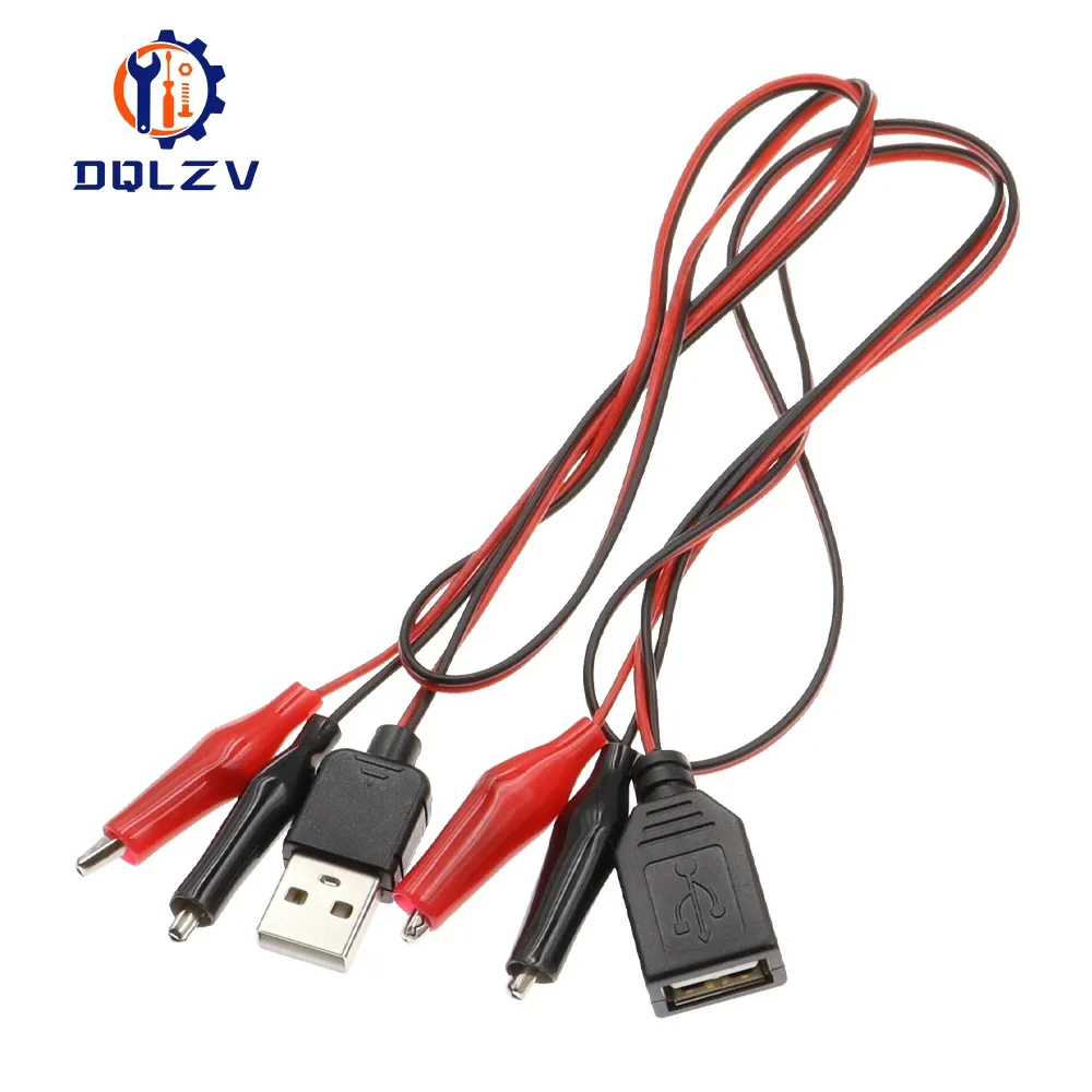 USB to alligator clip test lead, 60 cm — representative supplier photograph