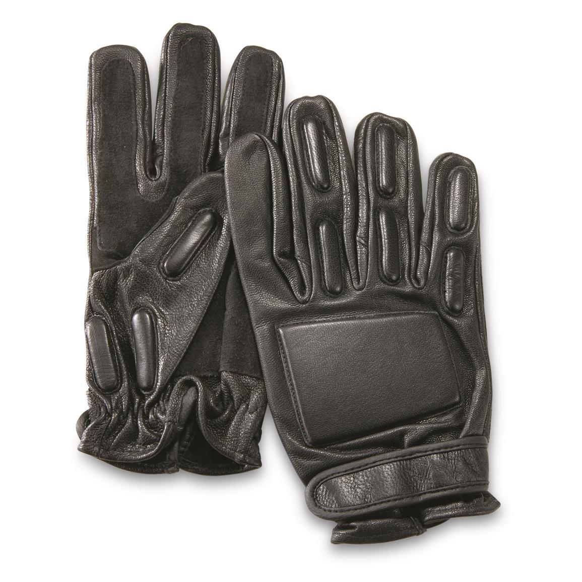 Mil-Tec Leather Security Gloves, Black — SMALL / Black