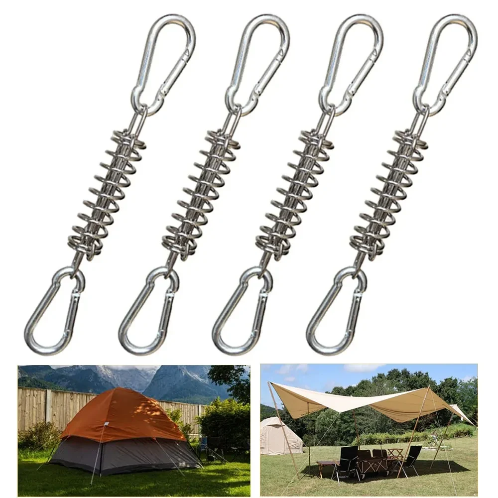 Spring tent rope tensioners with carabiners, 4 or 6 pack — representative supplier photograph