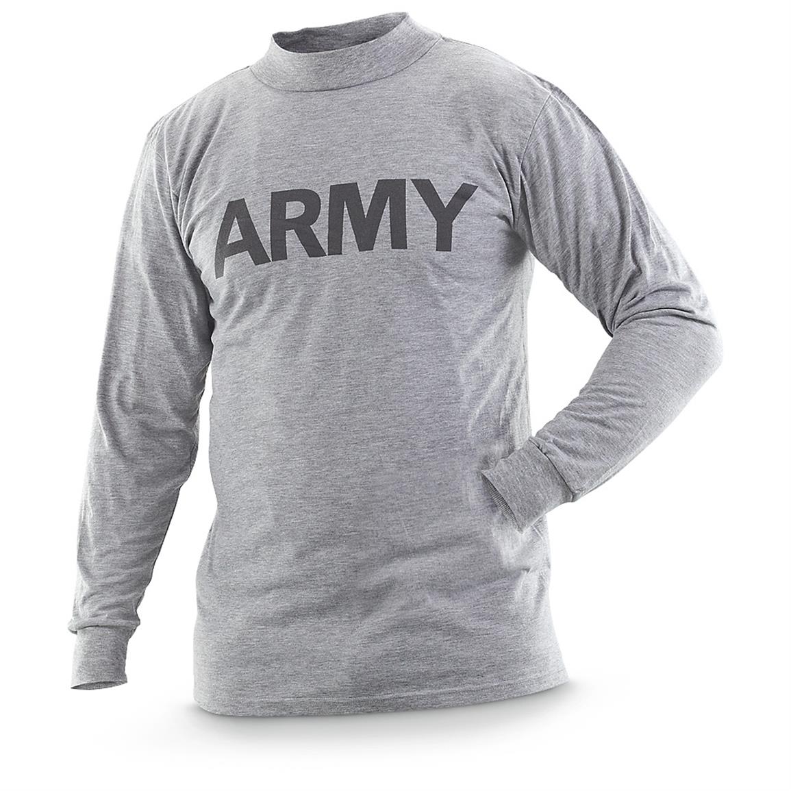 U.S. Military Surplus Army Long Sleeve T-Shirt, New — Large