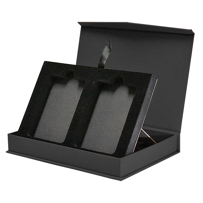 Magnetic Lid 2 Coin Slab Box With Easel - Black