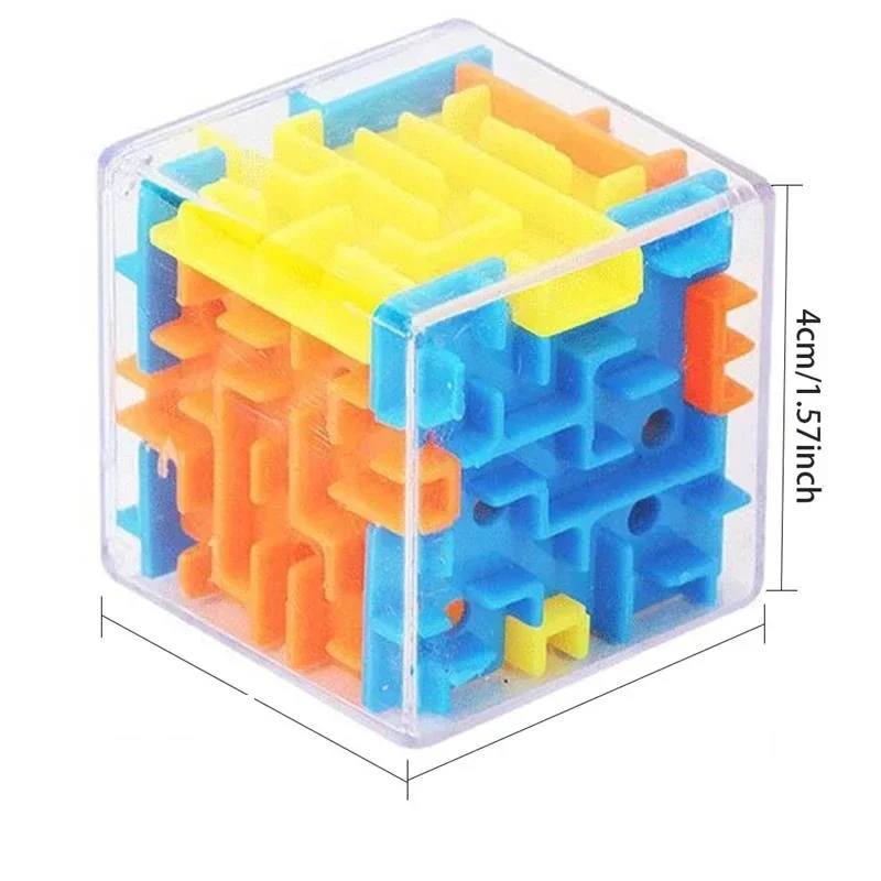 Mini 3D maze cube with rolling ball, 4 cm — representative supplier photograph
