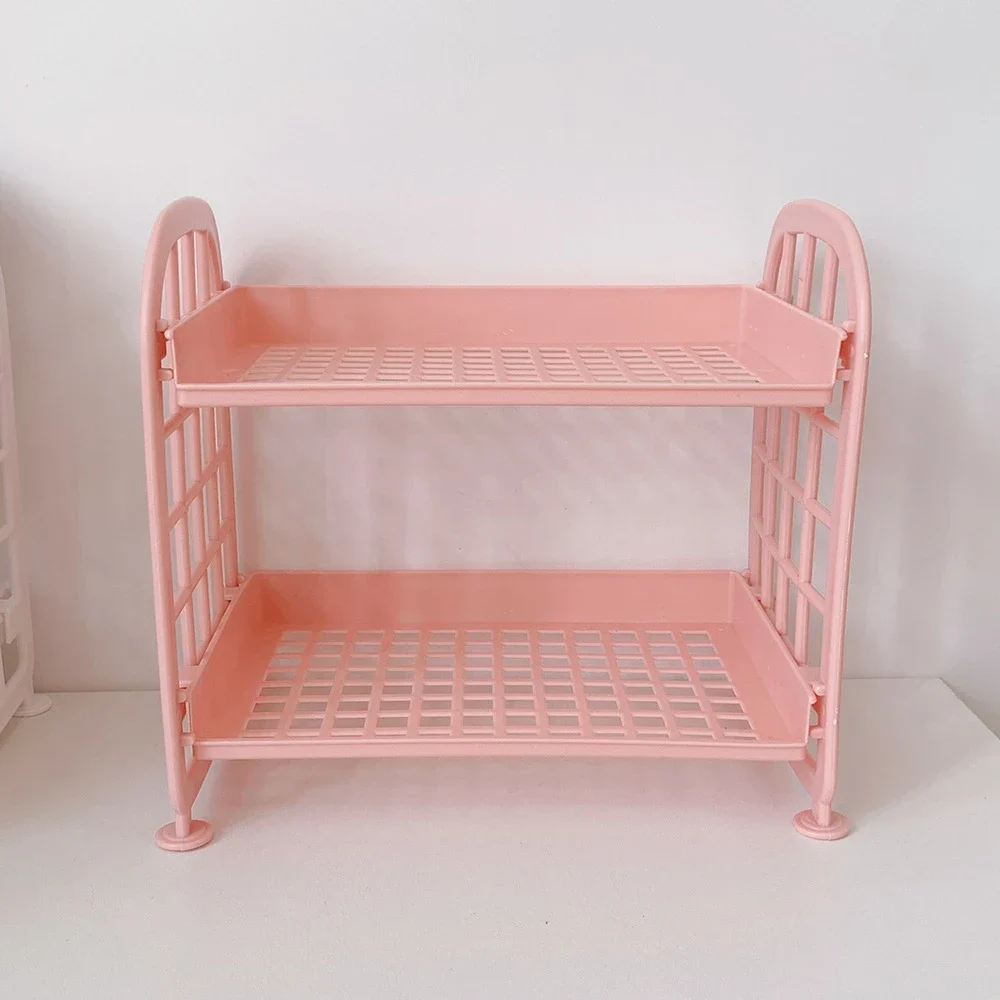 Two-tier plastic desktop shelf organizer, 21 x 20 x 14 cm — representative supplier photograph