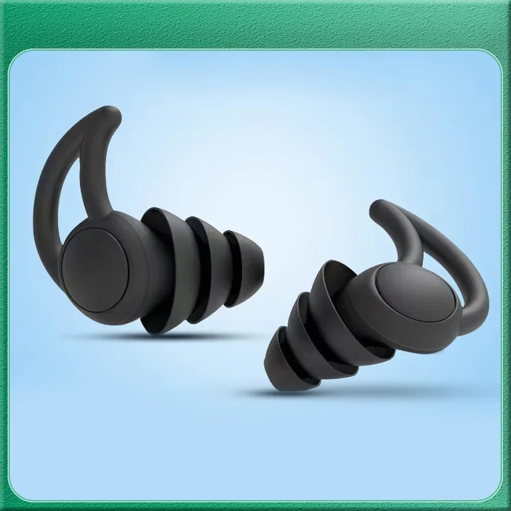 Three-layer silicone sleep ear plugs, 1 or 10 pairs — representative supplier photograph