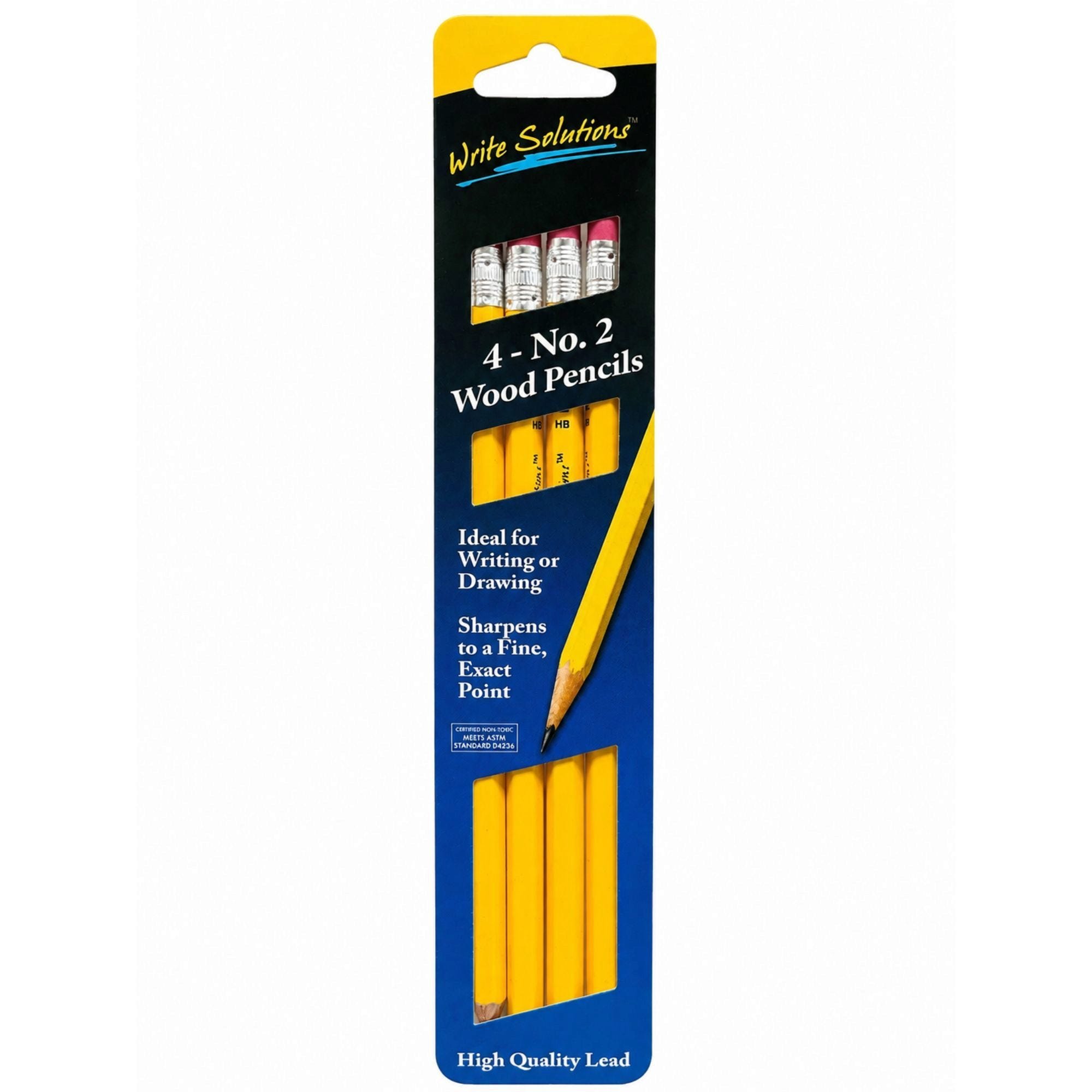 Bulk 48-Pack: Write Solutions 4 Count Number 2 Wooden Pencils with Erasers
