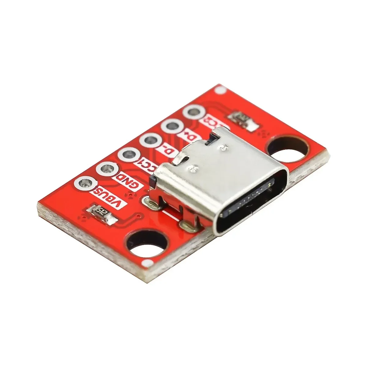 USB-C female breakout boards with pin header, pack of 10 — representative supplier photograph