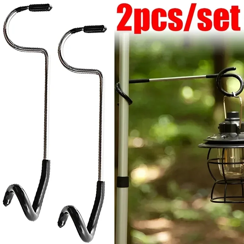 Stainless steel lantern hooks for tent and camp poles, pair — representative supplier photograph
