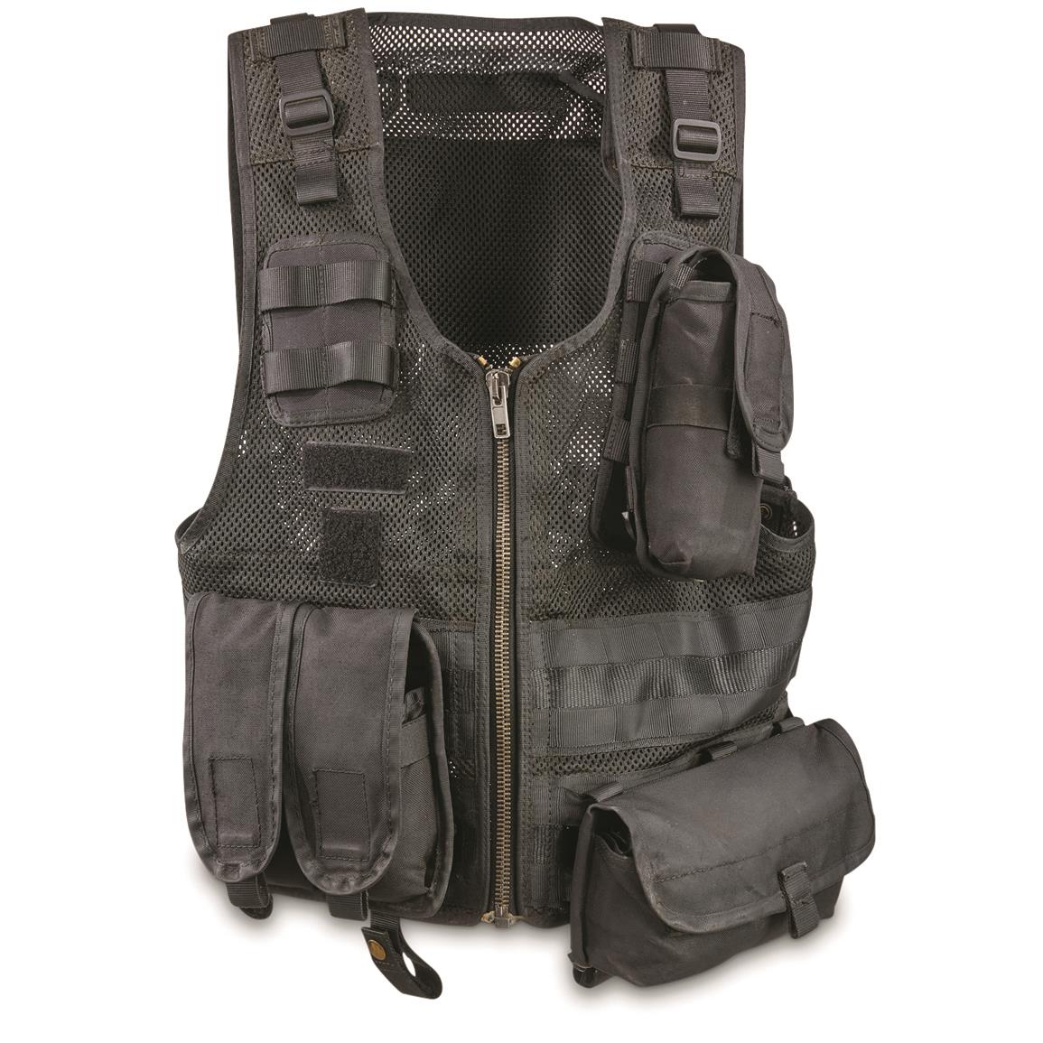 Italian Police Surplus Tactical Vest, Used — Black / Medium