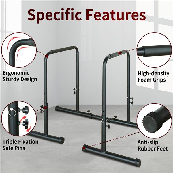 Power Tower Pull Pull Up Rod Stand, Adjustable Height Heavy Duty Multi Functional Fitness Training Equipment — Black