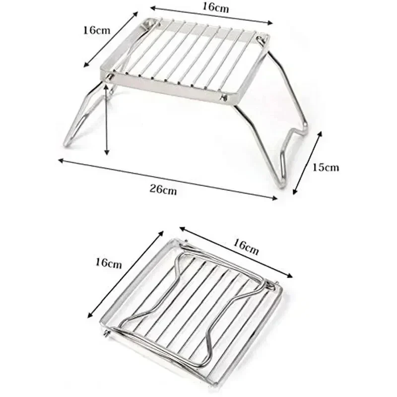 Folding stainless steel stove stand and pot rack, compact — representative supplier photograph