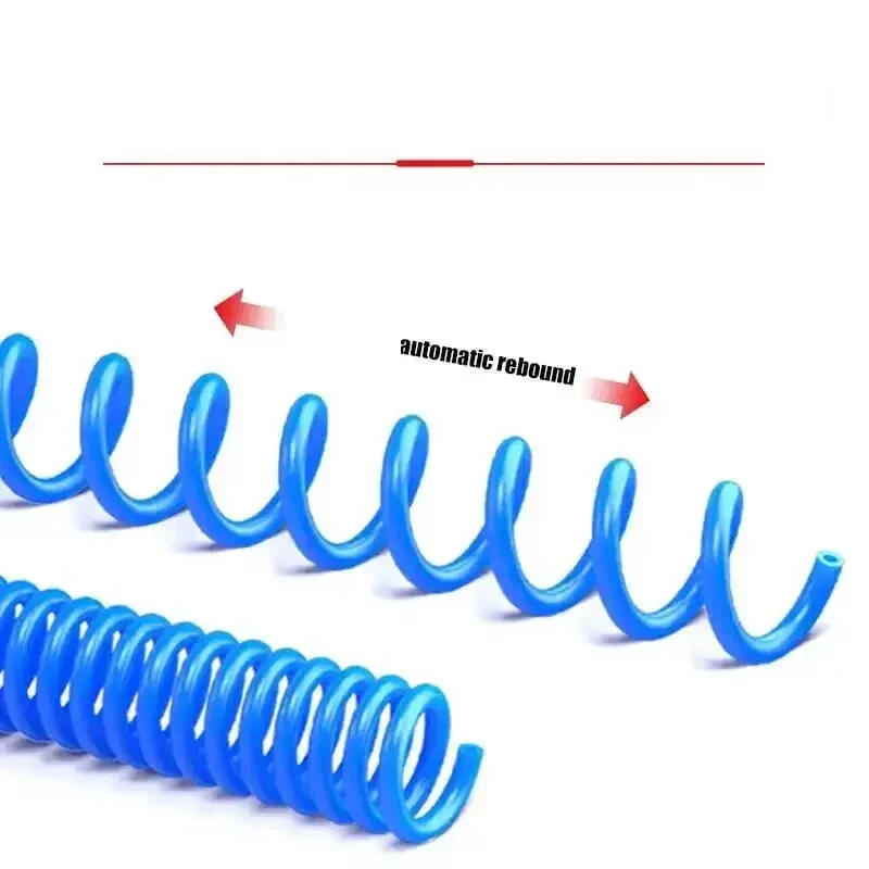 Coiled polyurethane air hose for compressors and pneumatic tools, 3 m or 6 m — representative supplier photograph