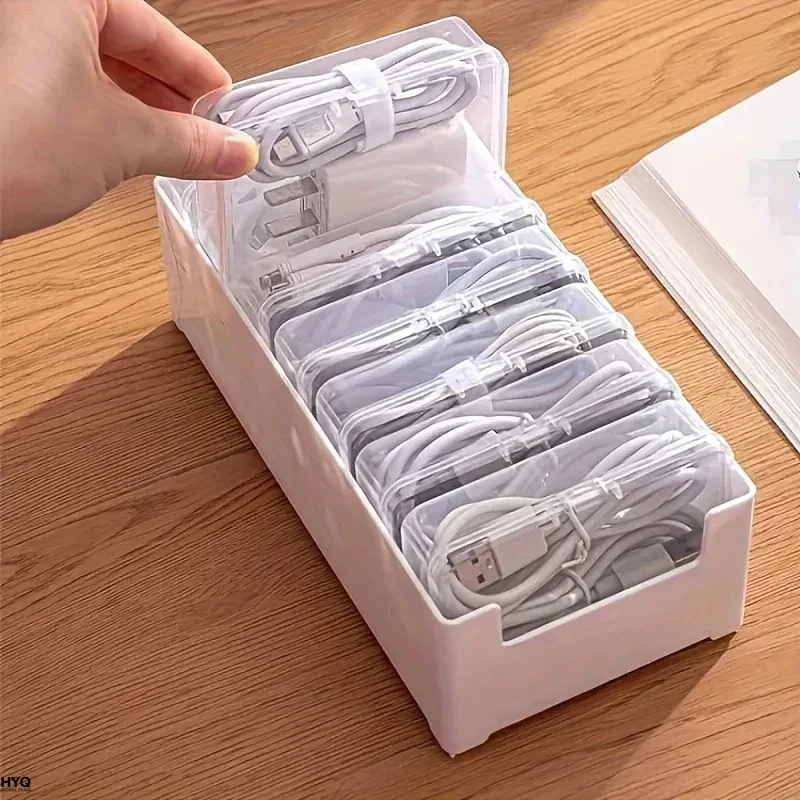 Cable and charger storage box with 7 small boxes and 1 large box — representative supplier photograph