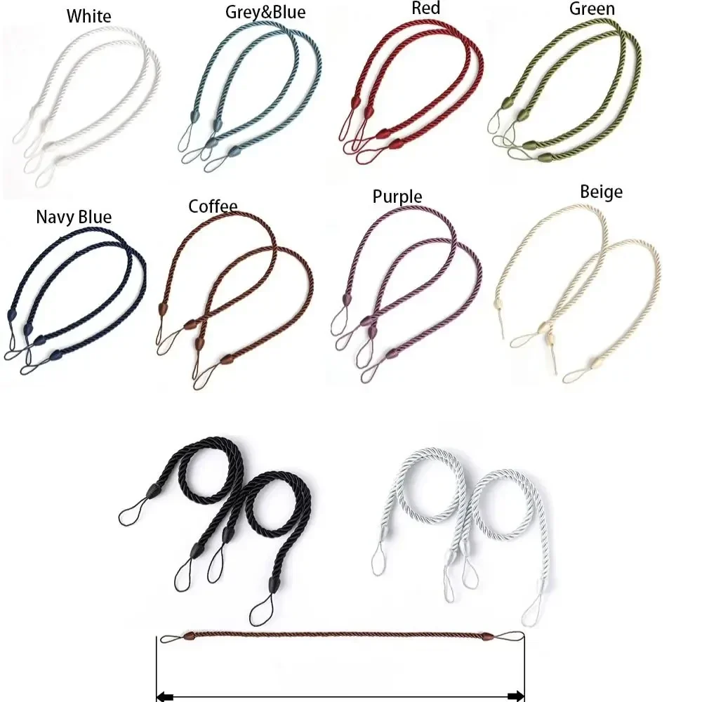 Twisted rope curtain tiebacks with toggle, 83 cm, pair — representative supplier photograph