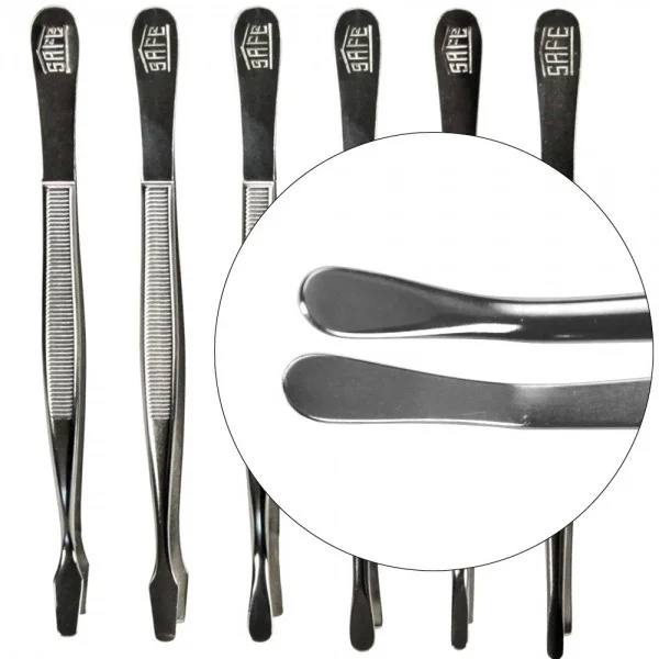 Curved Round Tip Nickel Tongs - 4 3/4"