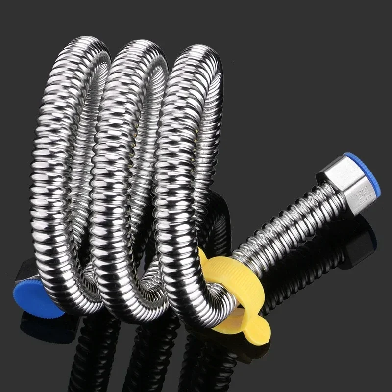 Corrugated stainless steel water supply hose, 1/2 in nuts, 10 to 50 cm — representative supplier photograph