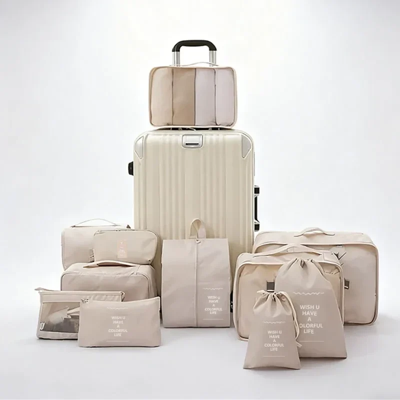 Travel packing cube set, 7 to 11 pieces — representative supplier photograph