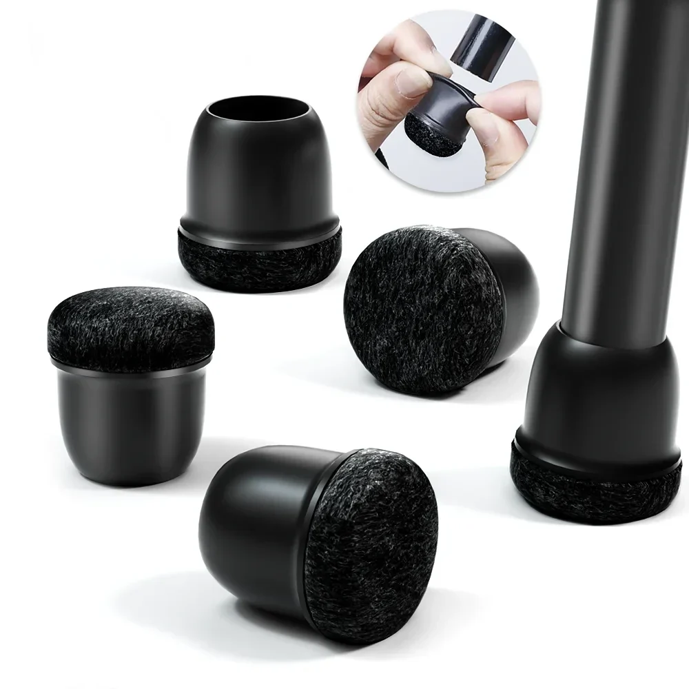 Silicone chair leg caps with felt bottoms, round, 8-pack — representative supplier photograph