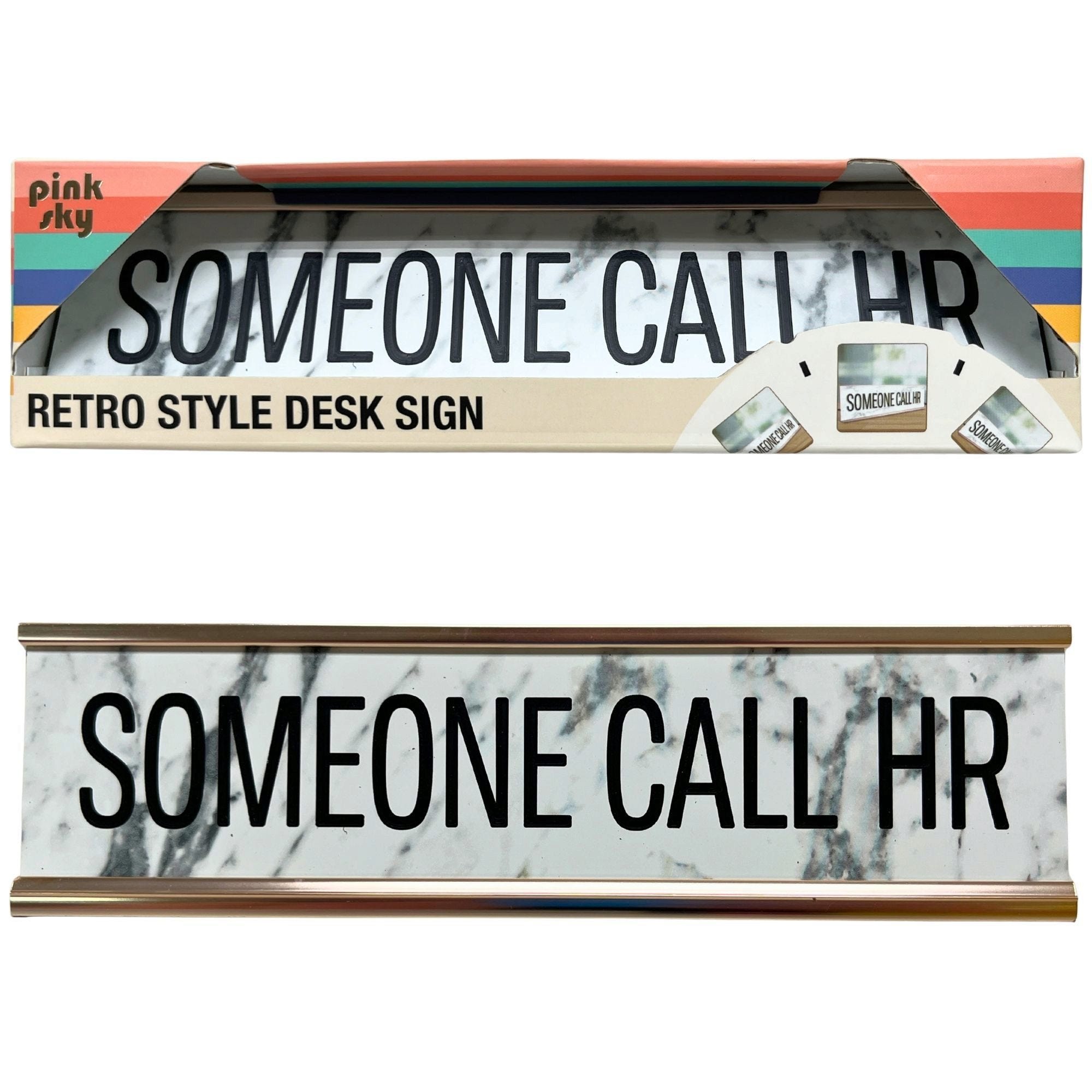 Bulk 24-Pack: Pink Sky Rectangular Retro Sytle Desk Sign w/ Someone Call HR Design