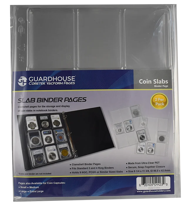 Certified Coin Slab Album Pages - 9 Slabs (PET Vac Form)