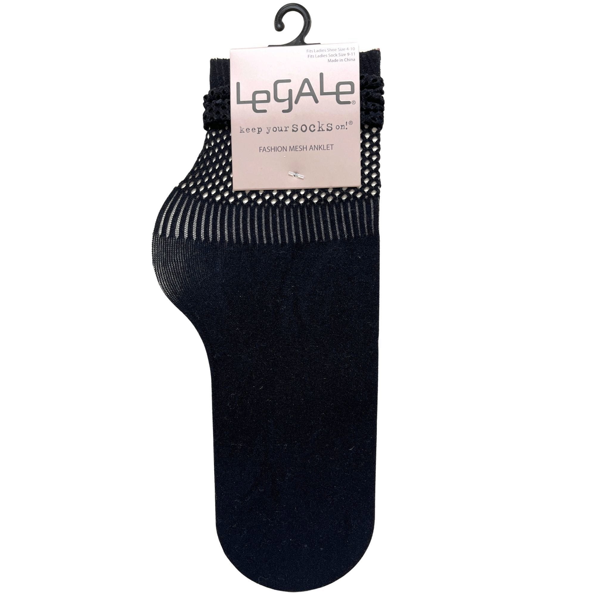 Bulk 45-Pack: Legale 1 Pair Anklet Mesh Top Black Ladies Shoe Size 4-10