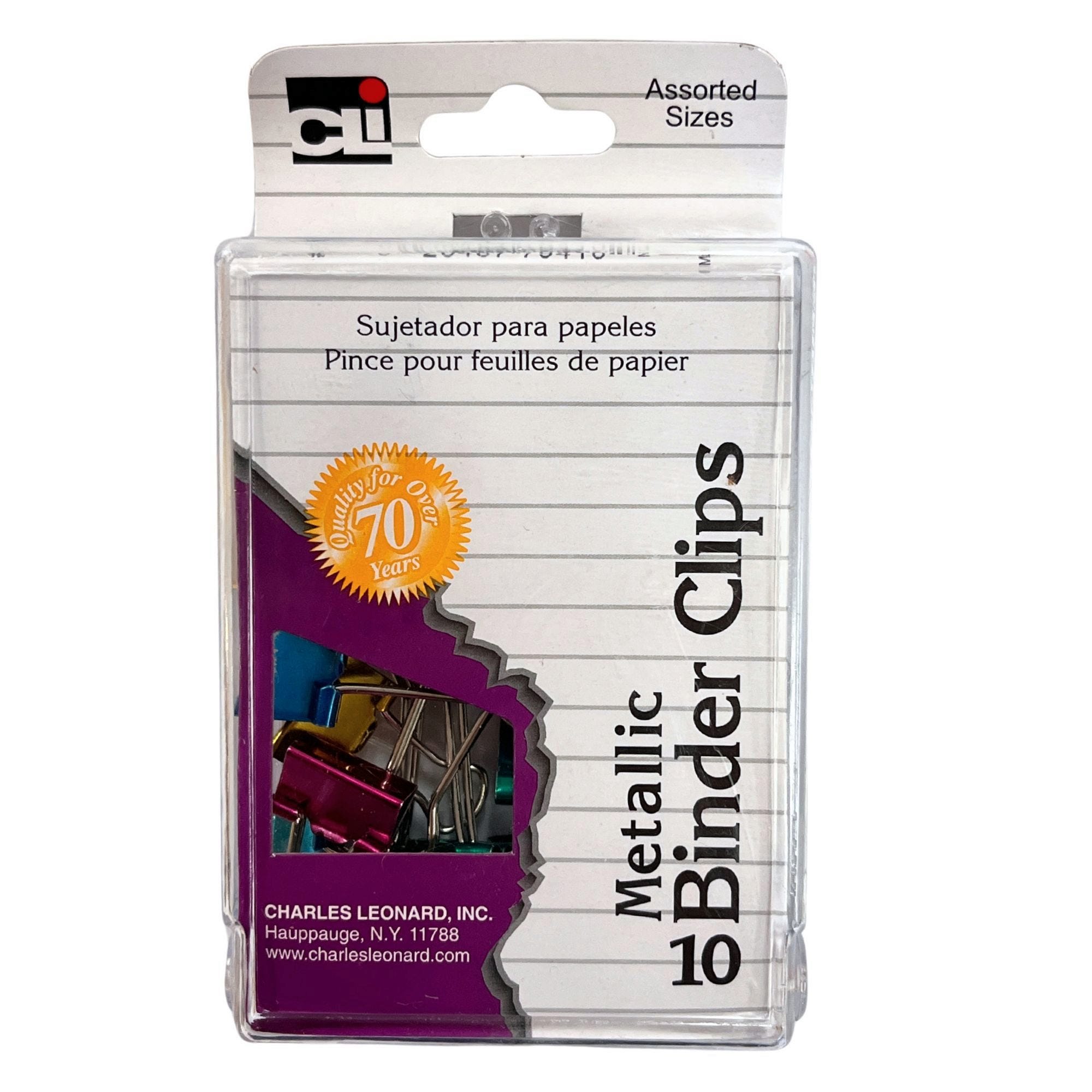 Bulk 36-Pack: Charles Leonard 10 Pack Metallic Binder Clips in Assorted Colors and Sizes